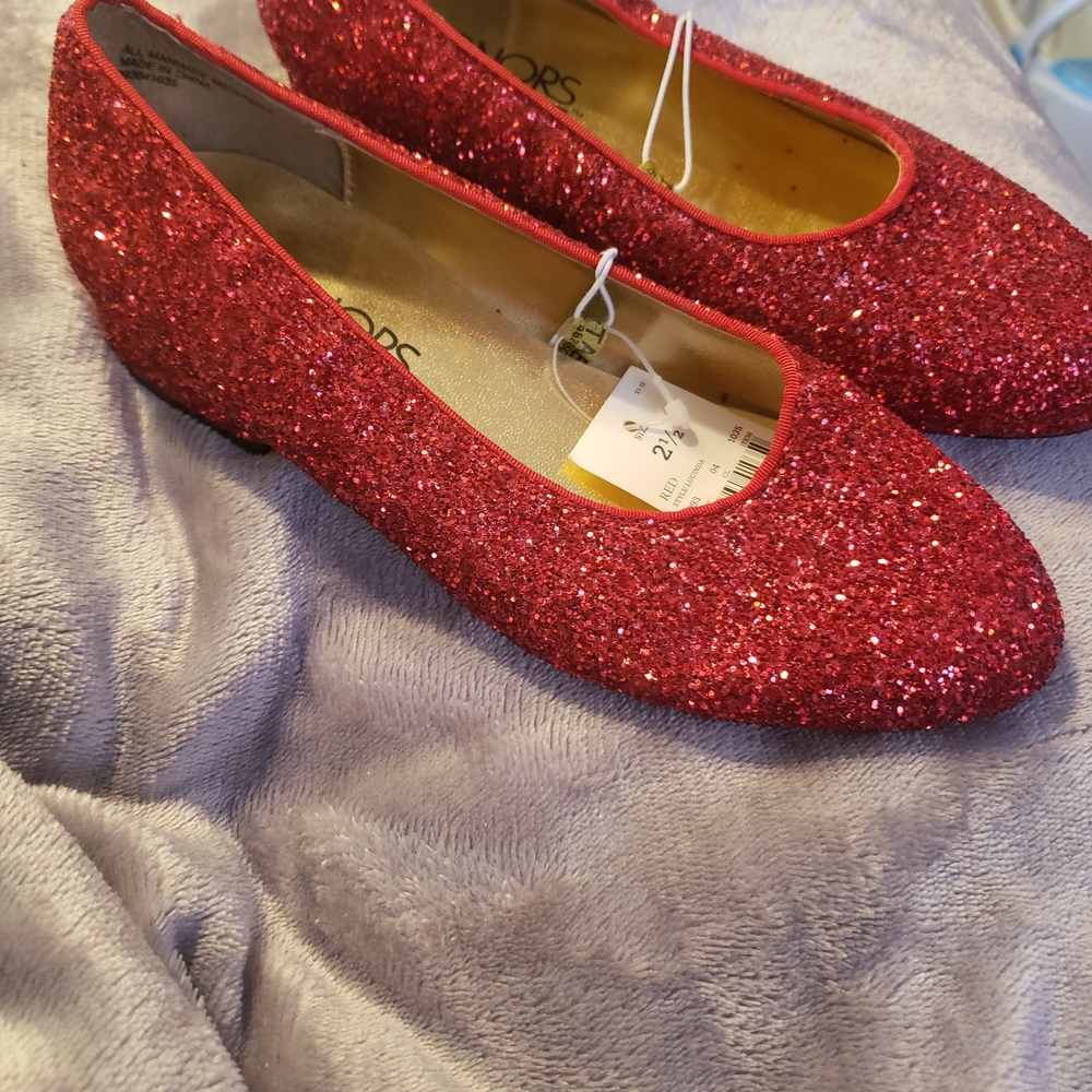 Sparkling Red Glitter Girls' Dress Flats